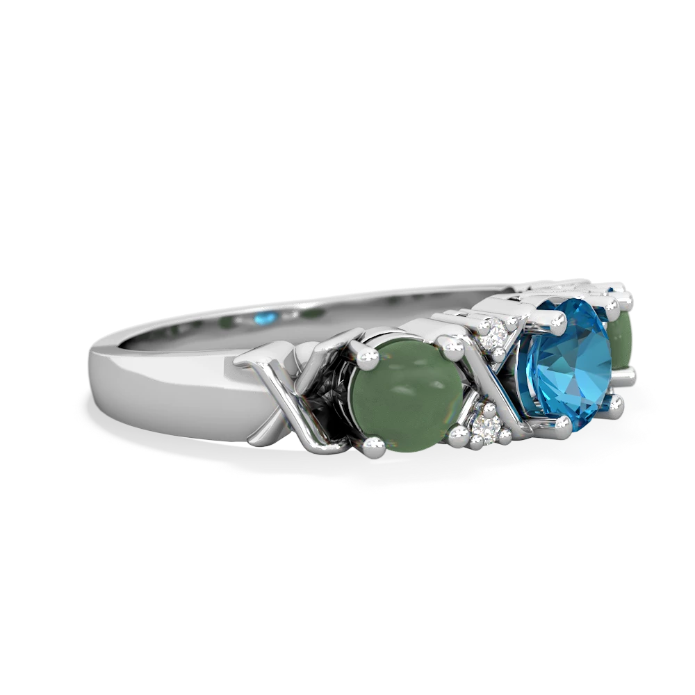 London Topaz Hugs And Kisses 14K White Gold ring R5016