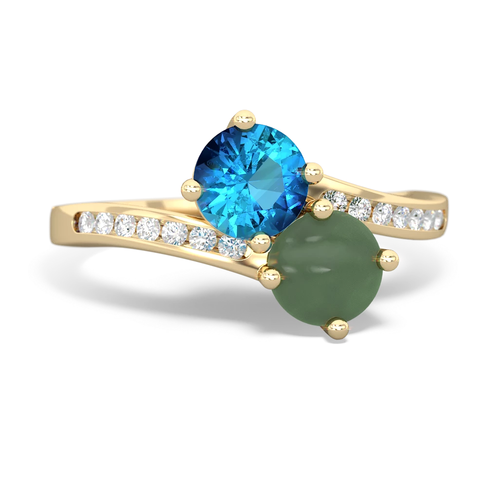 London Topaz Channel Set Two Stone 14K Yellow Gold ring R5303