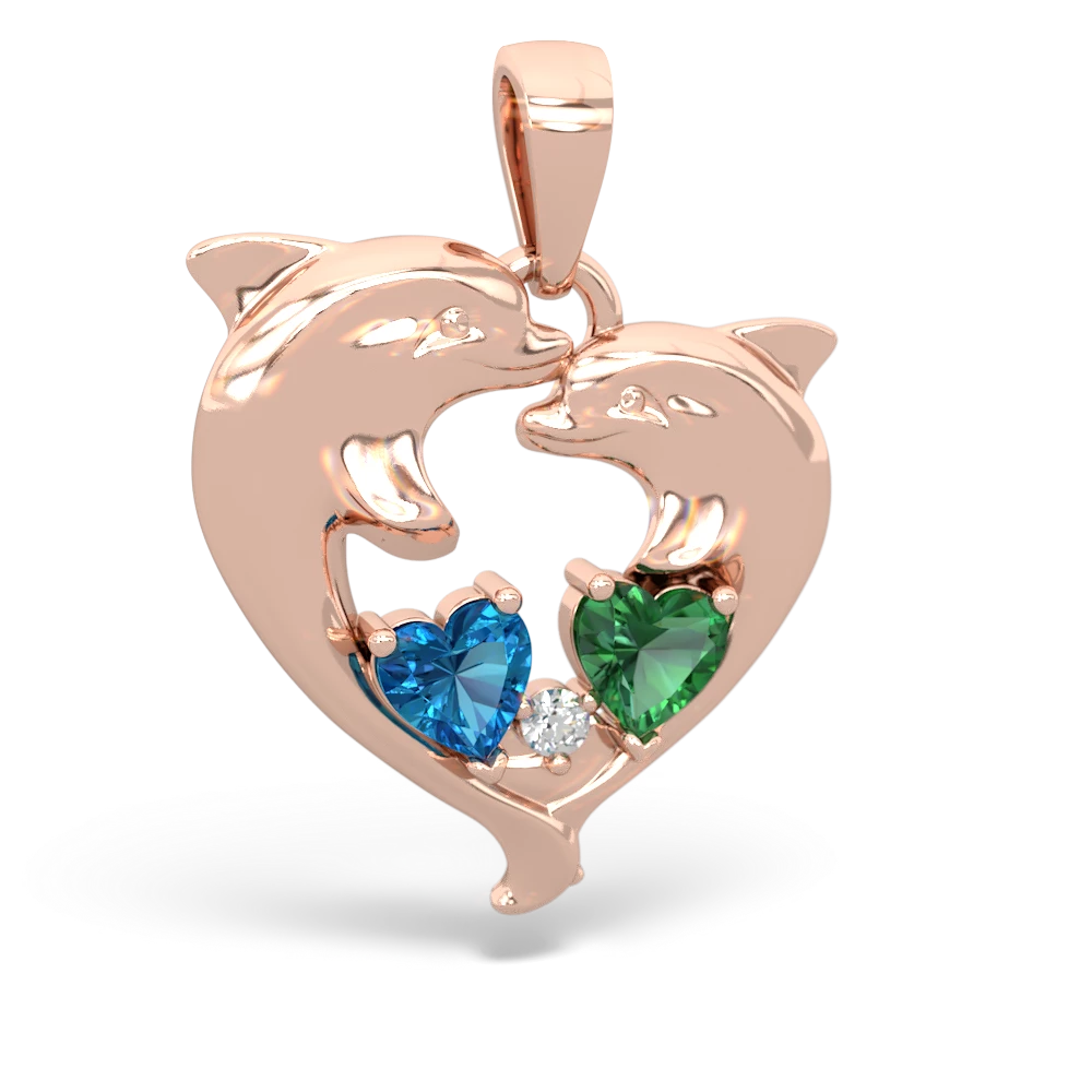 London Topaz Dolphin Heart 14K Rose Gold pendant P5820