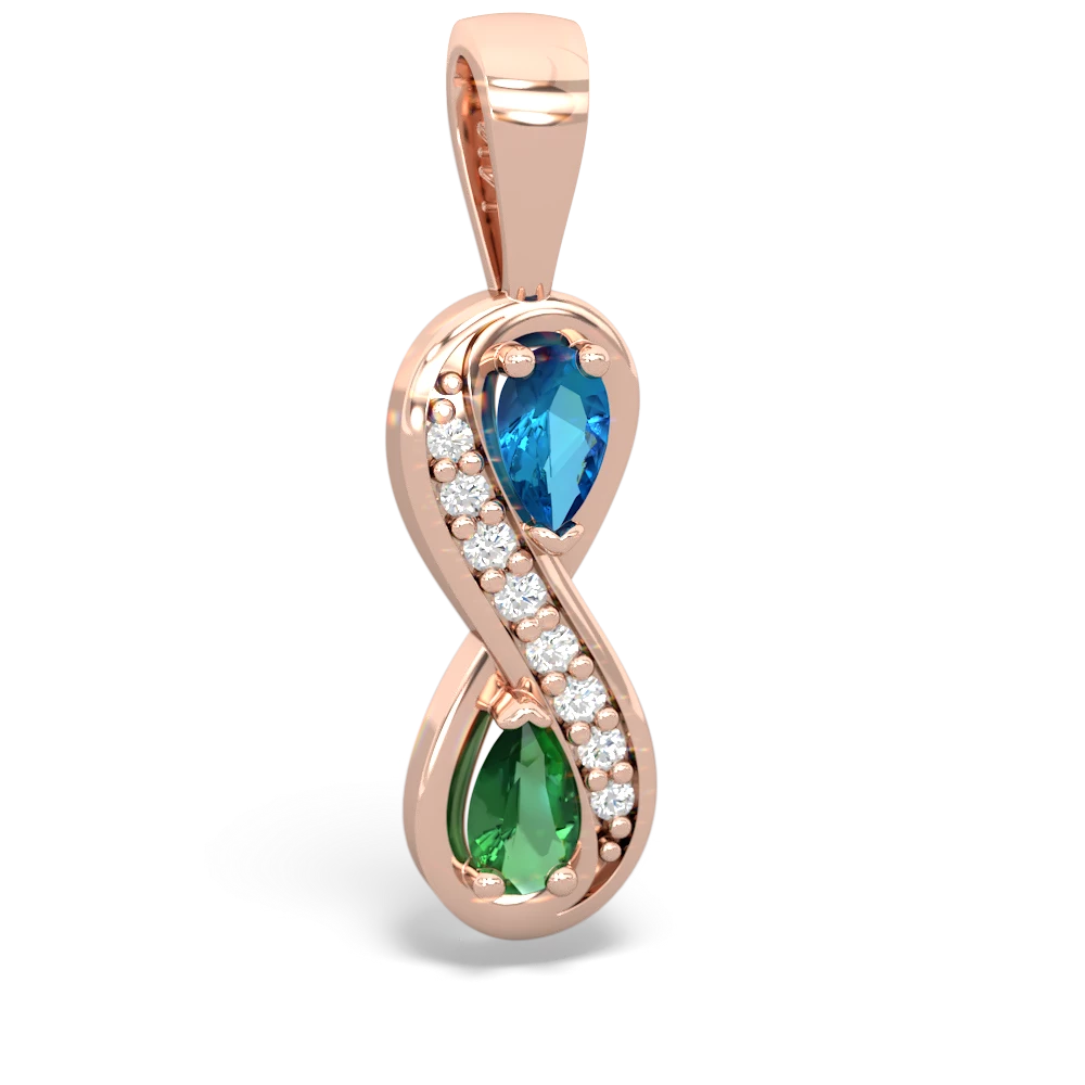 London Topaz Diamond Infinity 14K Rose Gold pendant P5390