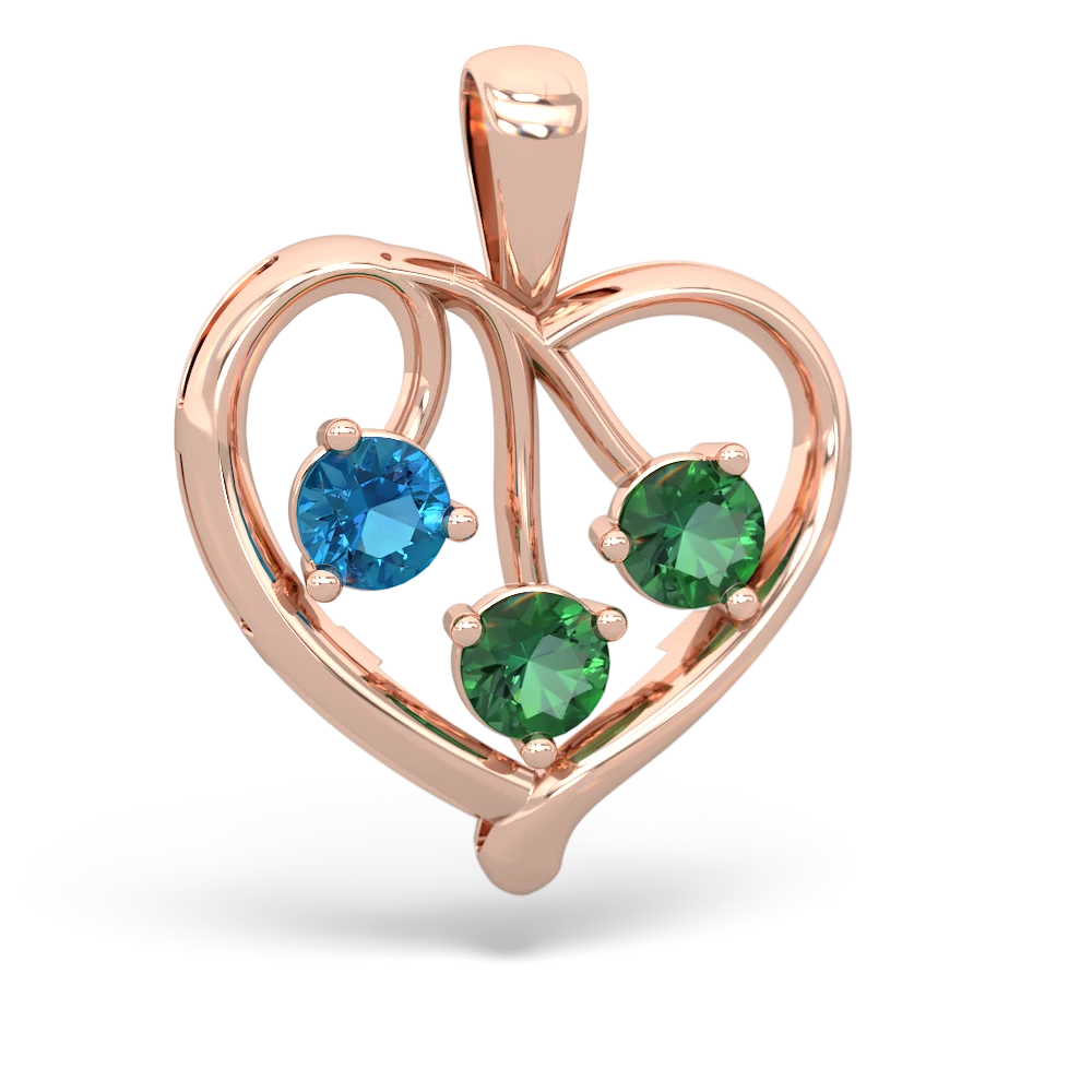 London Topaz Glowing Heart 14K Rose Gold pendant P2233