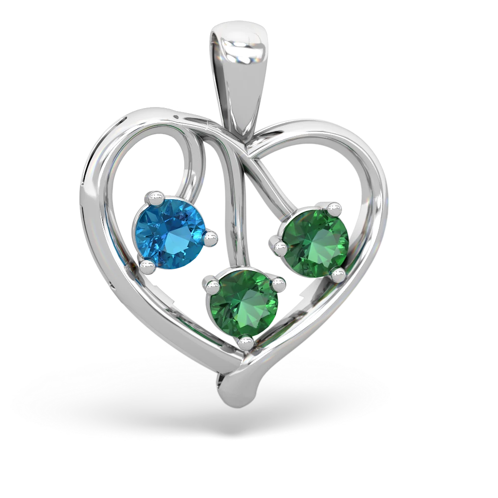 London Topaz Glowing Heart 14K White Gold pendant P2233