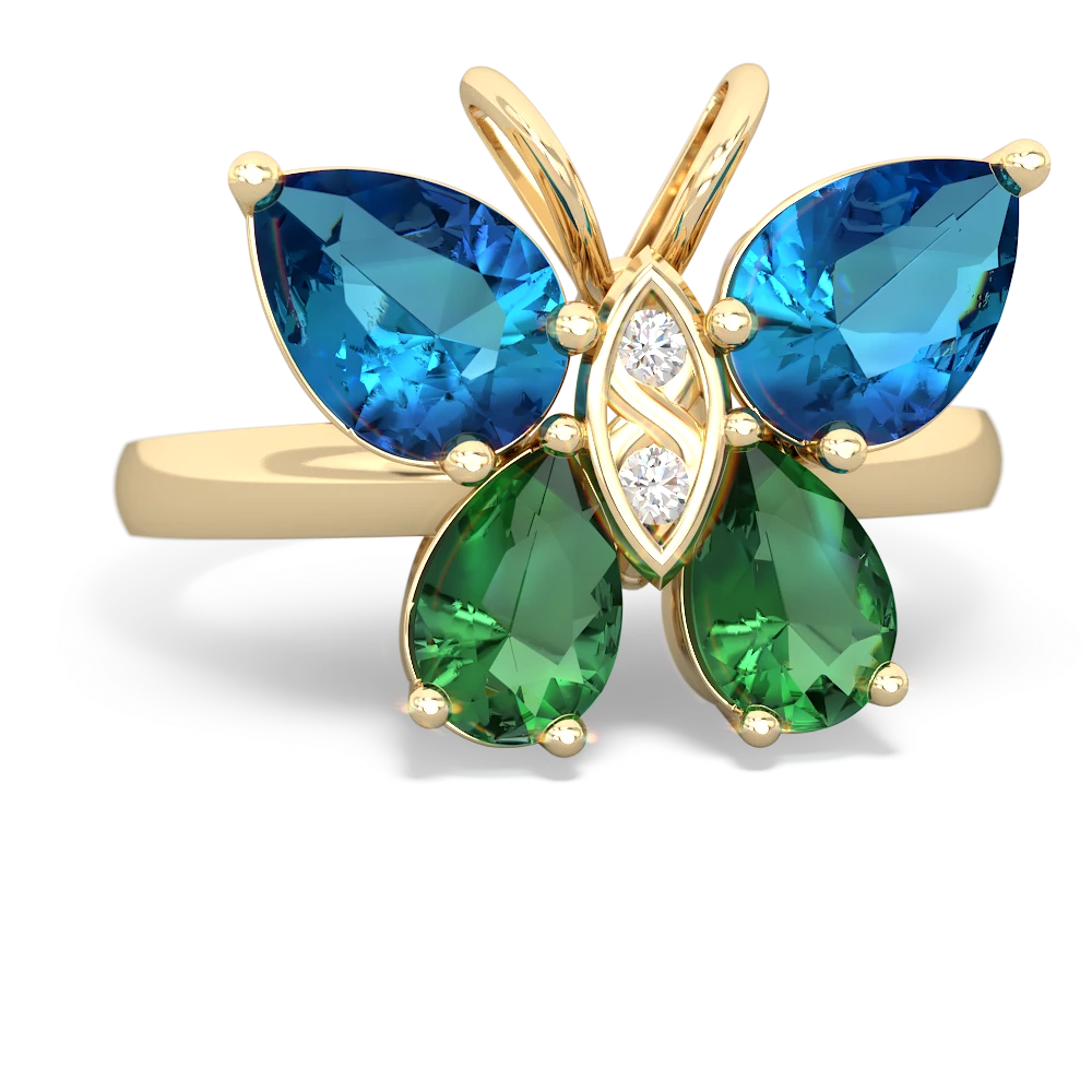 London Topaz Butterfly 14K Yellow Gold ring R2215