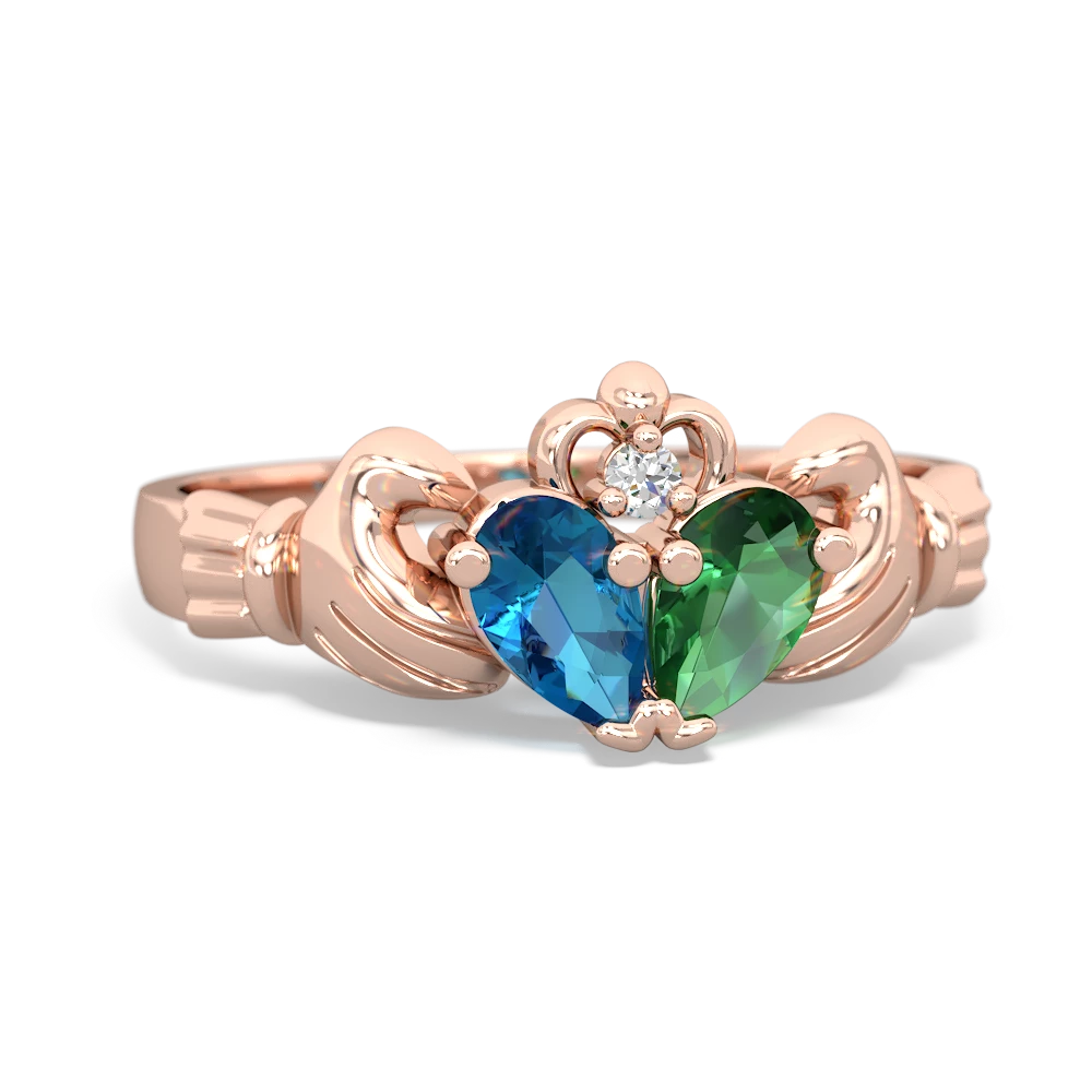 London Topaz 'Our Heart' Claddagh 14K Rose Gold ring R2388