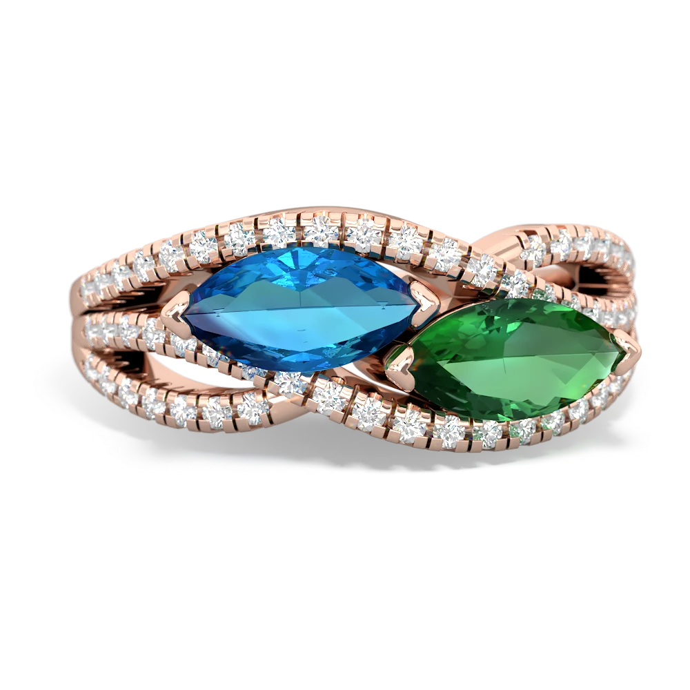 London Topaz Diamond Rivers 14K Rose Gold ring R3070