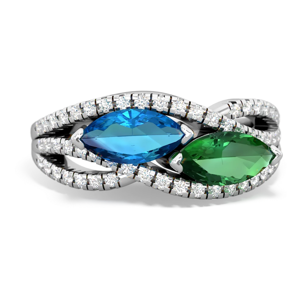 London Topaz Diamond Rivers 14K White Gold ring R3070