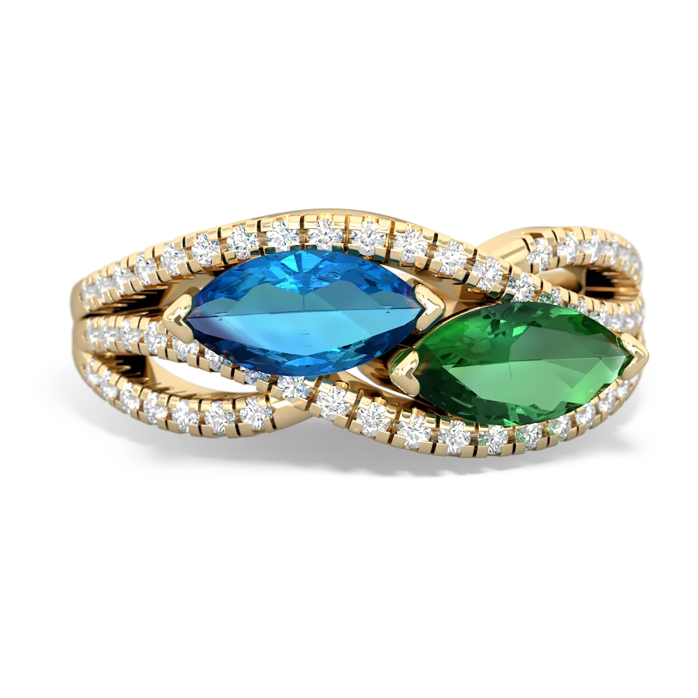 London Topaz Diamond Rivers 14K Yellow Gold ring R3070