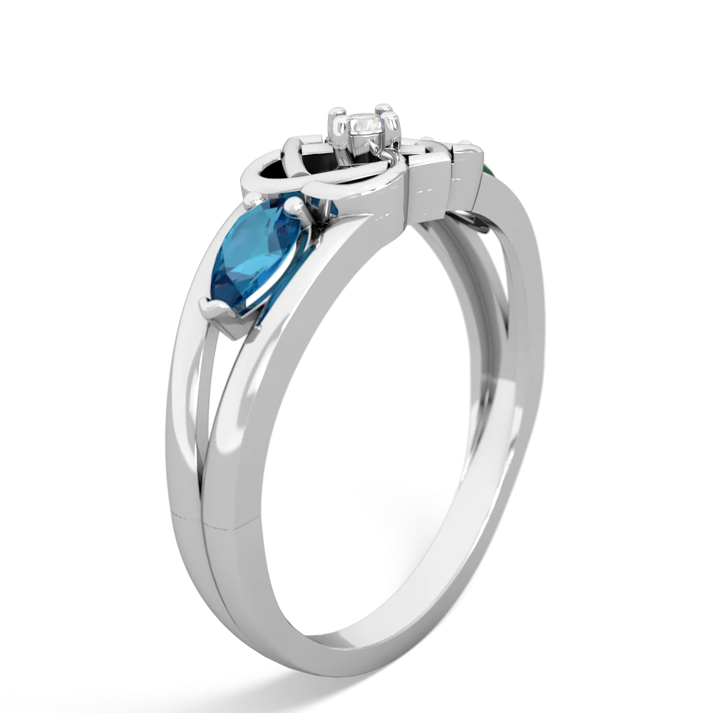 London Topaz Hearts Intertwined 14K White Gold ring R5880