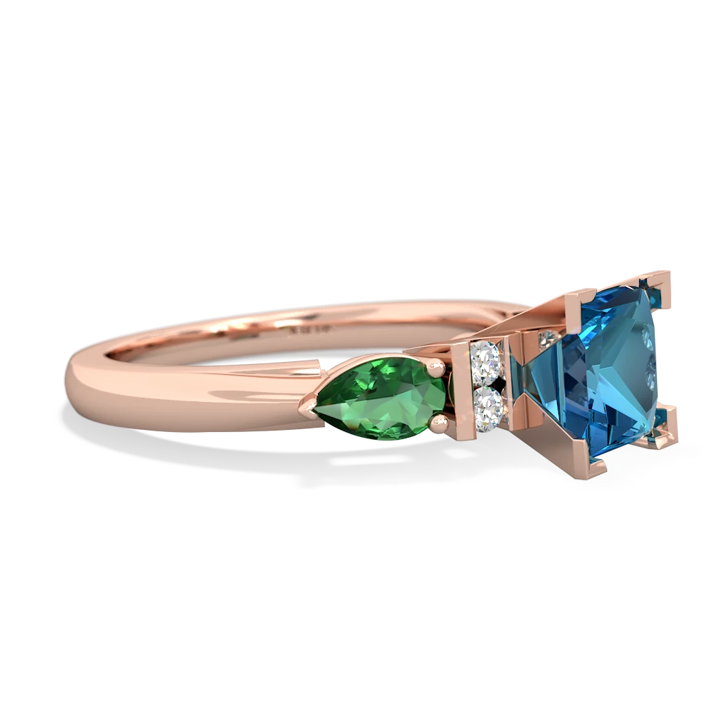 London Topaz 6Mm Princess Eternal Embrace Engagement 14K Rose Gold ring C2002