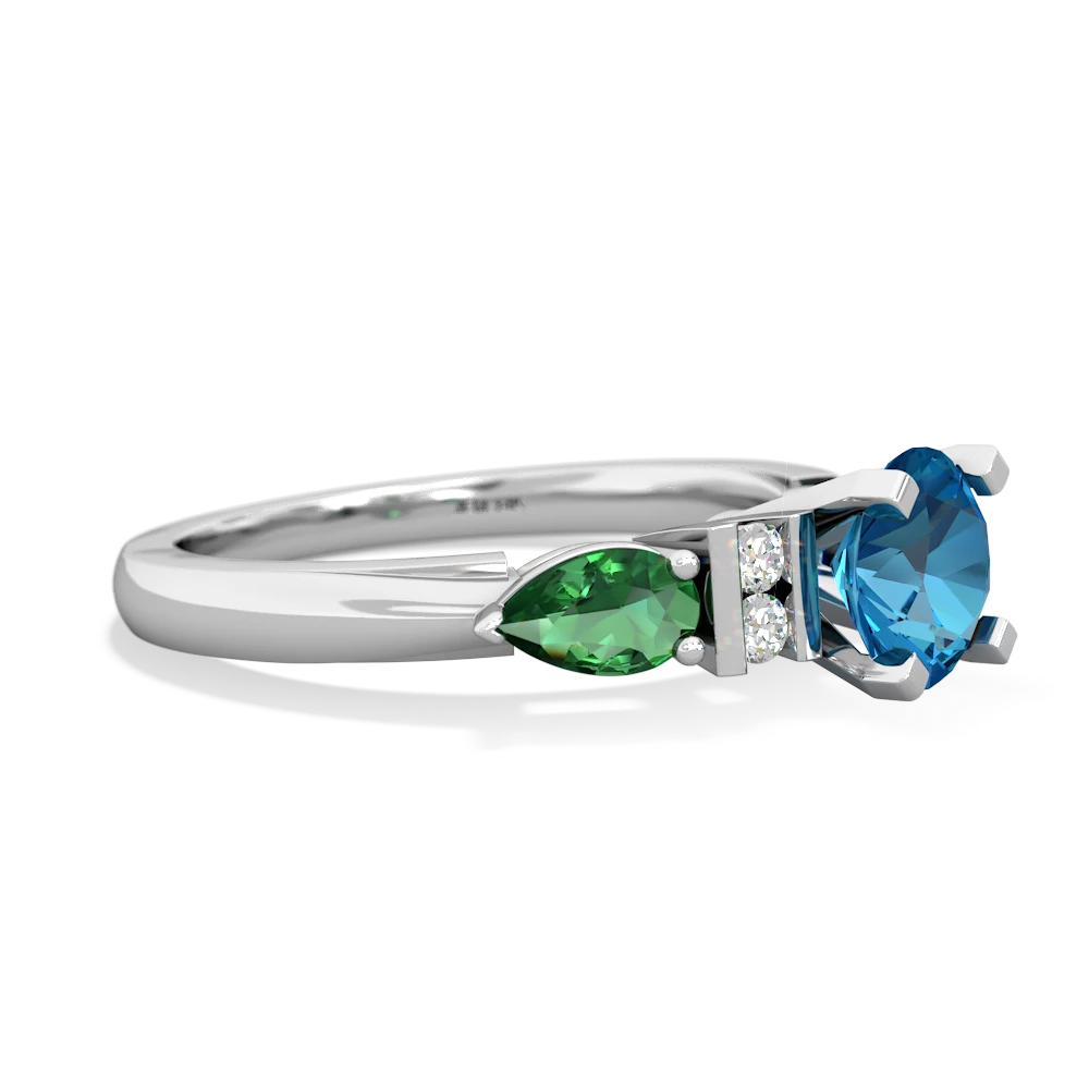 London Topaz 6Mm Round Eternal Embrace Engagement 14K White Gold ring R2005