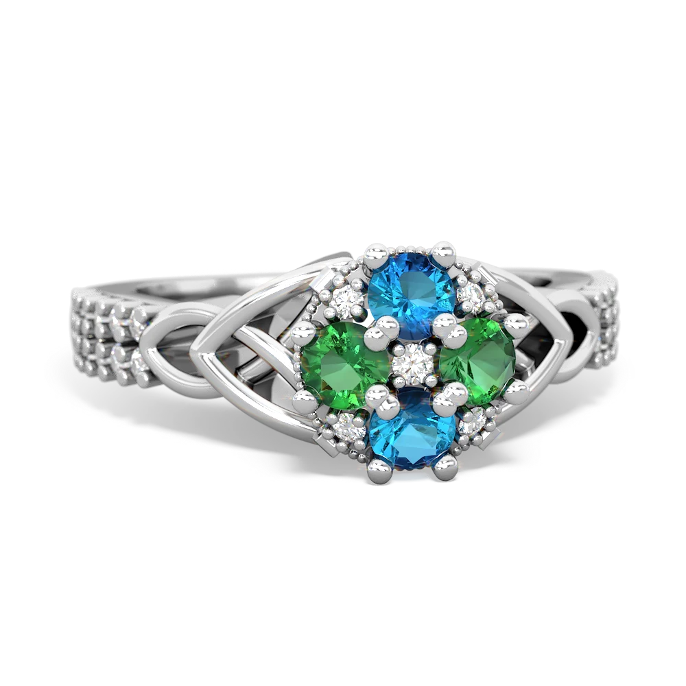 London Topaz Celtic Knot Cluster Engagement 14K White Gold ring R26443RD