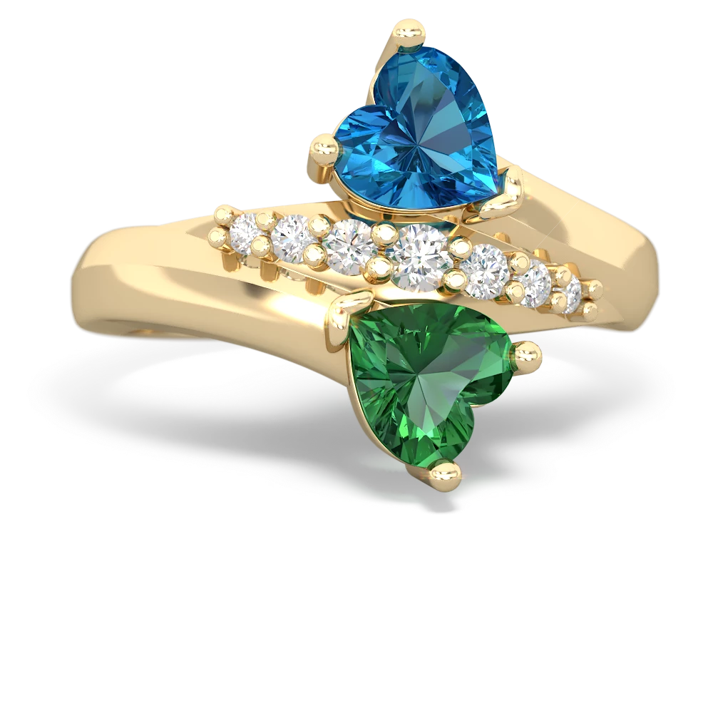 London Topaz Heart To Heart 14K Yellow Gold ring R2064