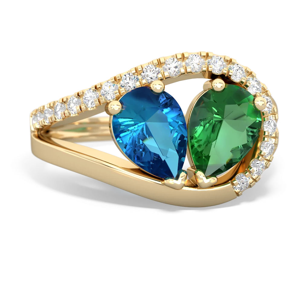 London Topaz Nestled Heart Keepsake 14K Yellow Gold ring R5650