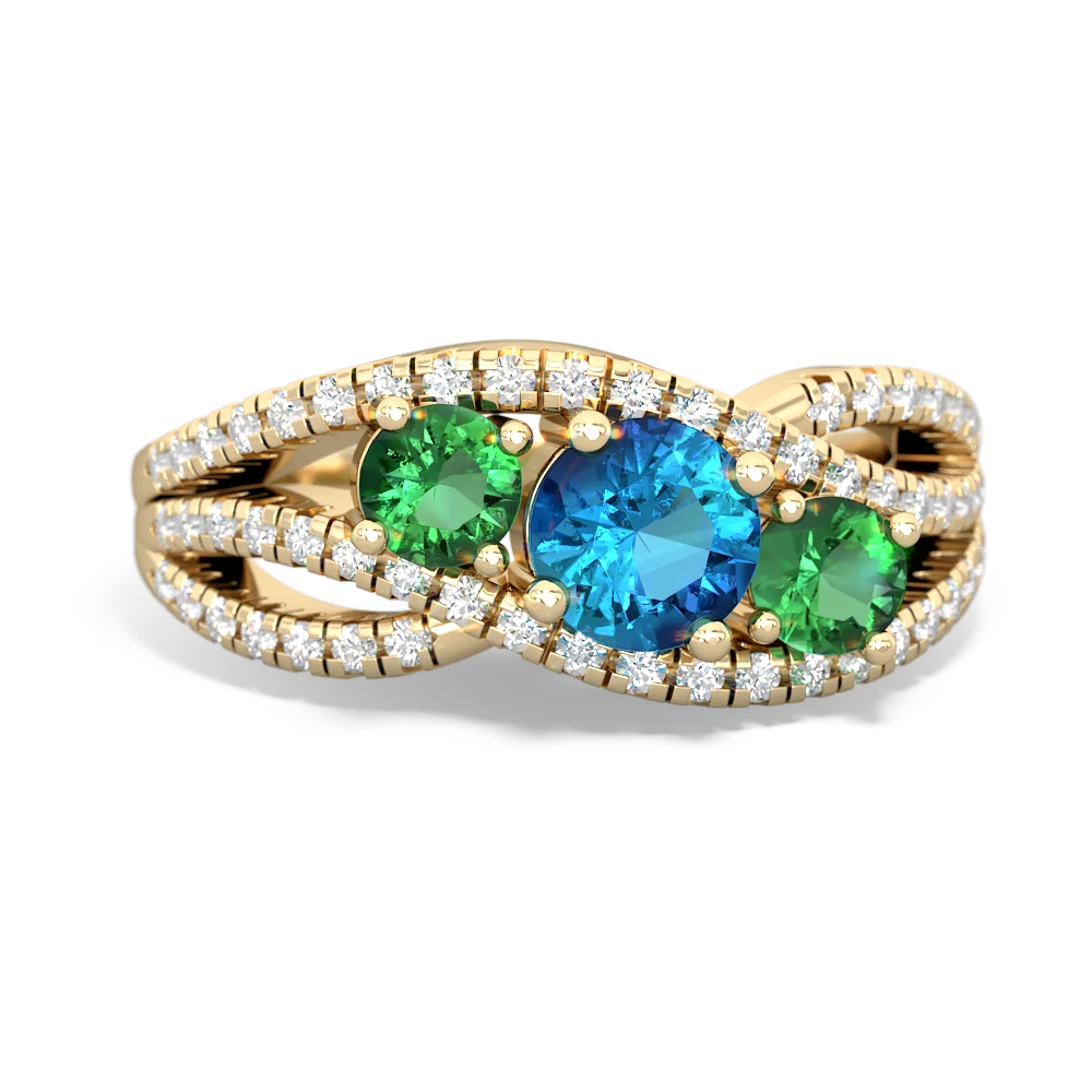 London Topaz Three Stone Aurora 14K Yellow Gold ring R3080