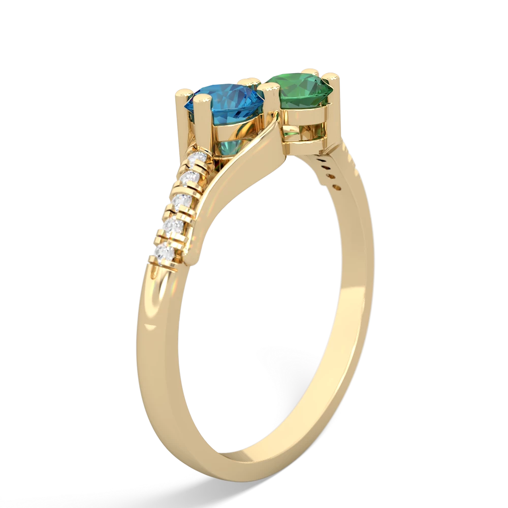 London Topaz Infinity Pave Two Stone 14K Yellow Gold ring R5285