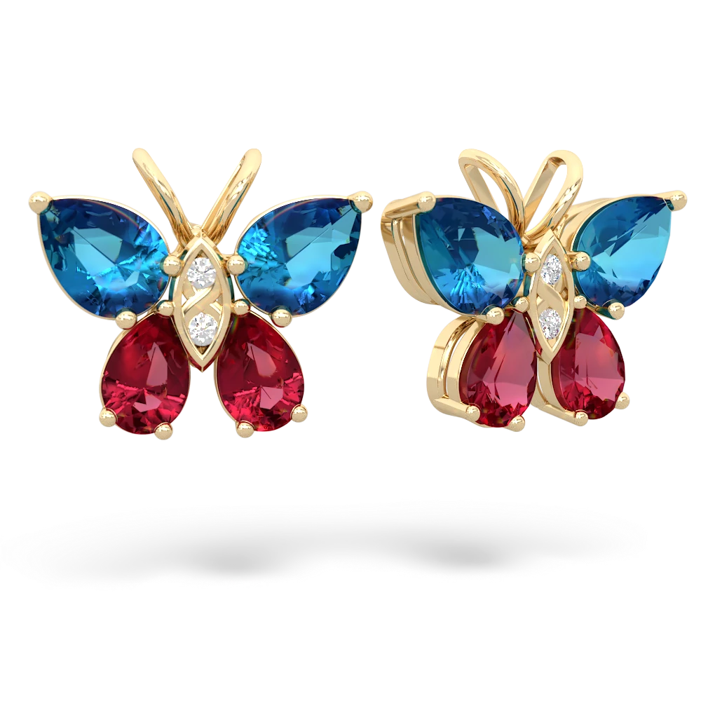 London Topaz Butterfly 14K Yellow Gold earrings E2215