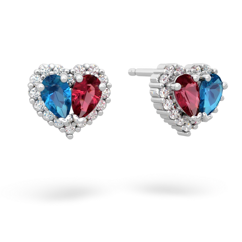 London Topaz Halo 14K White Gold earrings E7008