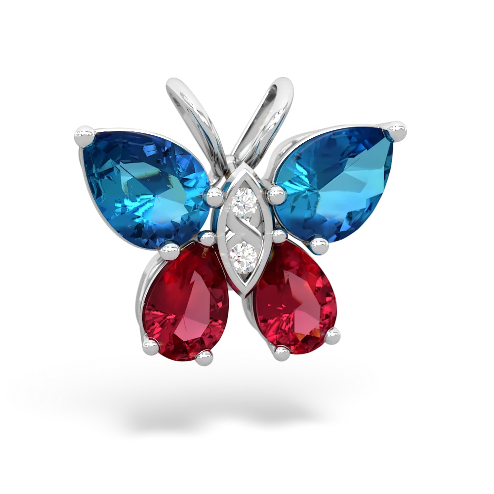 London Topaz Butterfly 14K White Gold pendant P2215