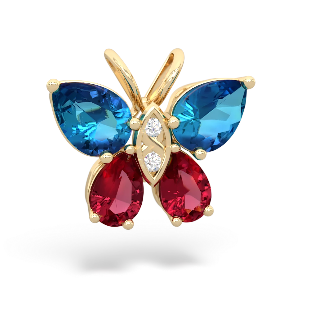 London Topaz Butterfly 14K Yellow Gold pendant P2215