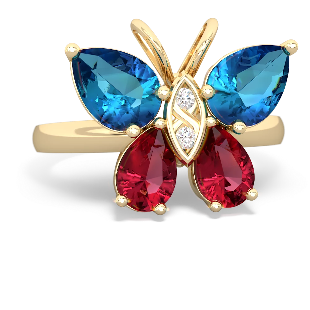 London Topaz Butterfly 14K Yellow Gold ring R2215