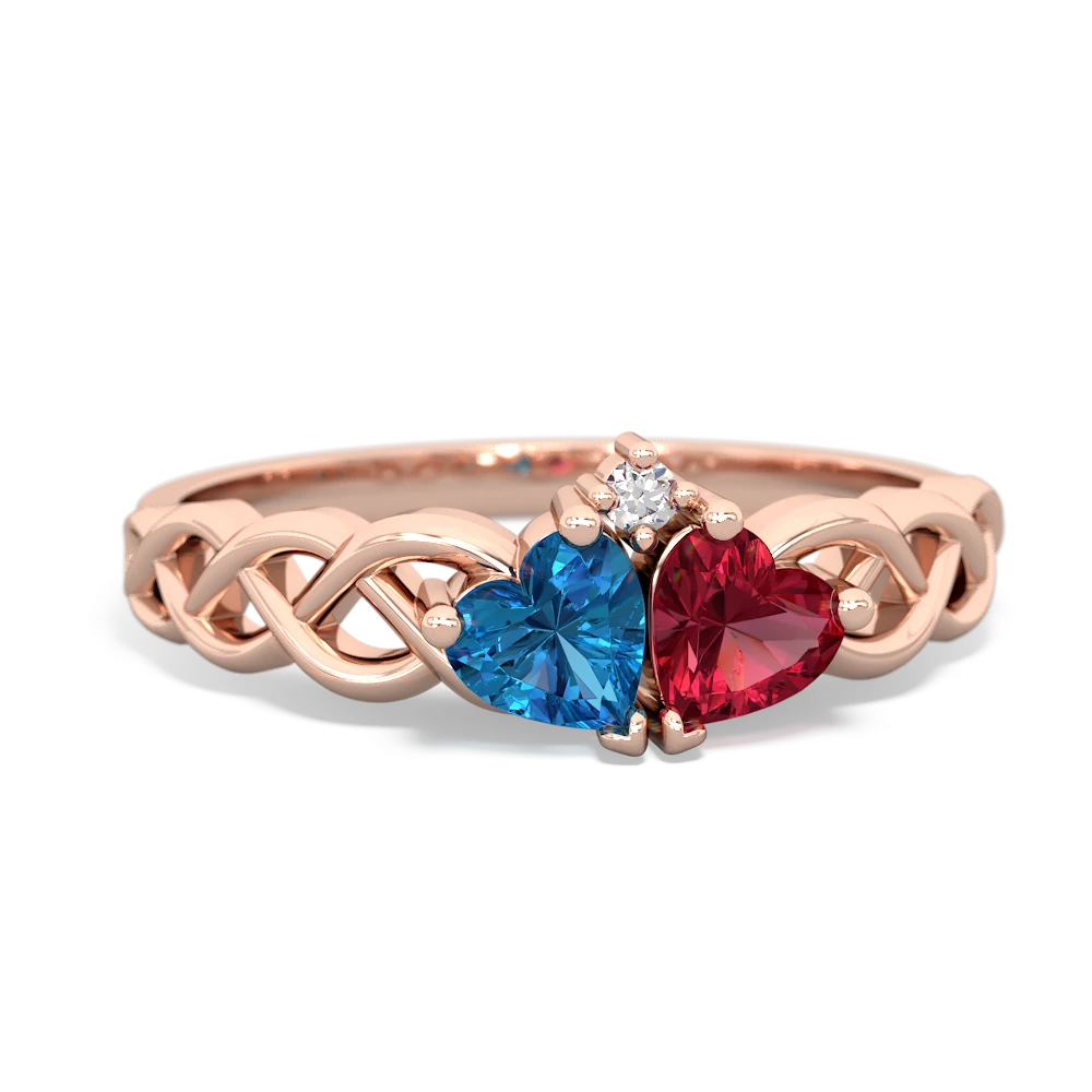 London Topaz Heart To Heart Braid 14K Rose Gold ring R5870