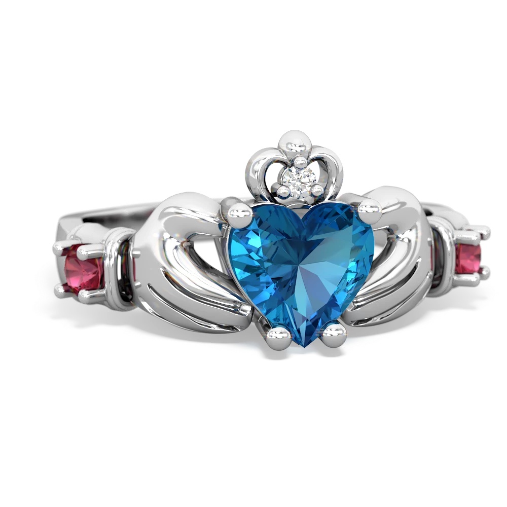 London Topaz Claddagh Keepsake 14K White Gold ring R5245