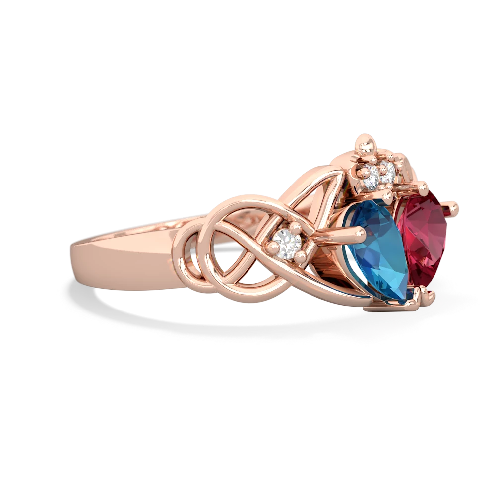 London Topaz 'One Heart' Celtic Knot Claddagh 14K Rose Gold ring R5322