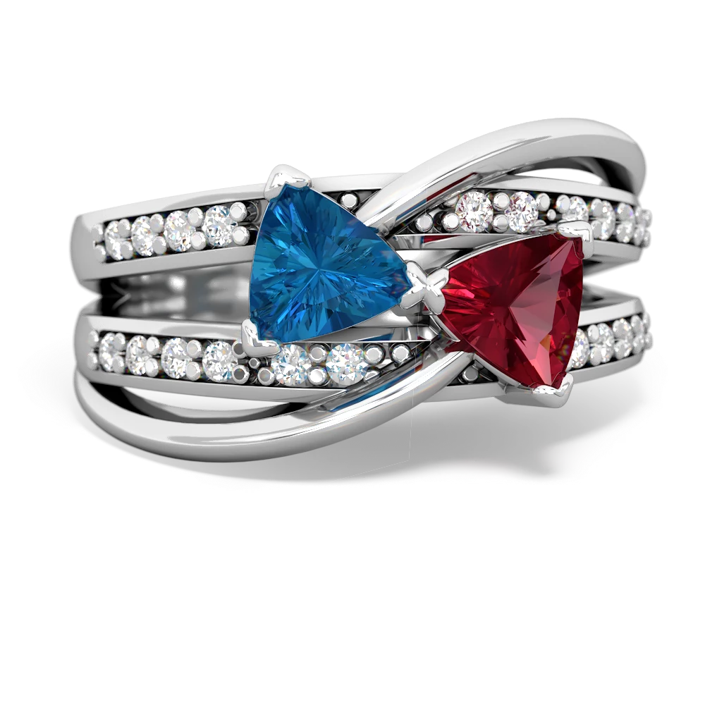 London Topaz Bowtie 14K White Gold ring R2360