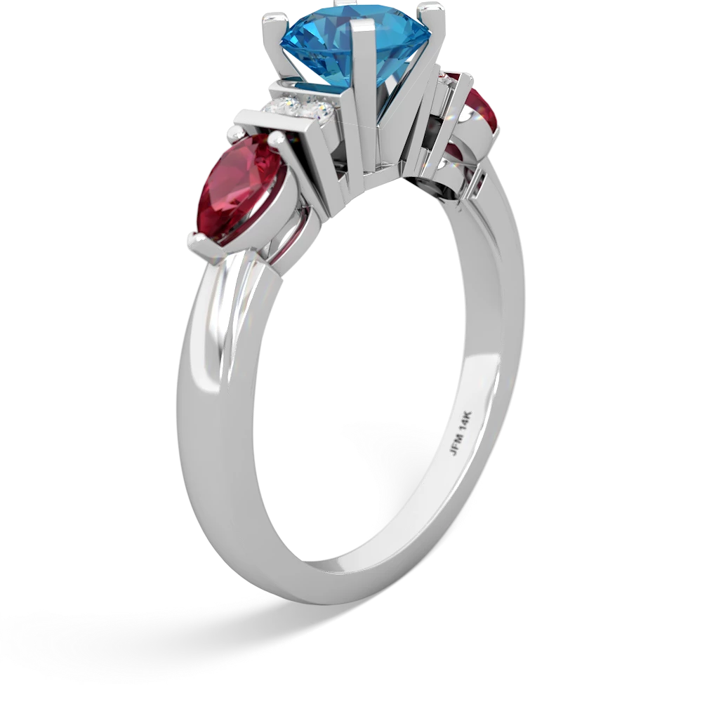 London Topaz 6Mm Round Eternal Embrace Engagement 14K White Gold ring R2005