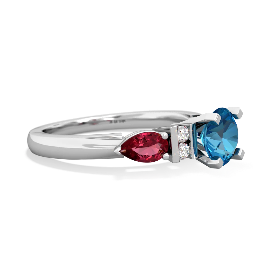 London Topaz 6Mm Round Eternal Embrace Engagement 14K White Gold ring R2005