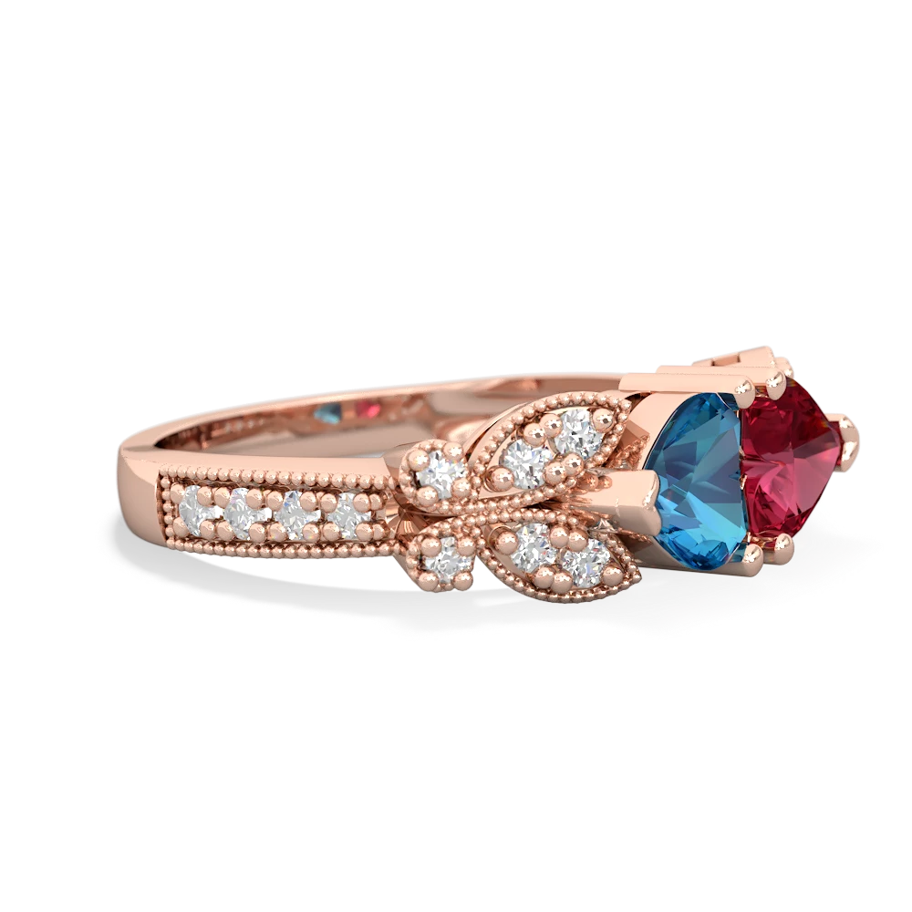 London Topaz Diamond Butterflies 14K Rose Gold ring R5601