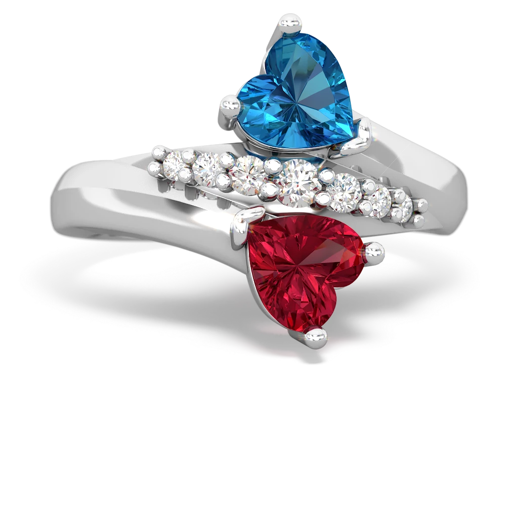 London Topaz Heart To Heart 14K White Gold ring R2064