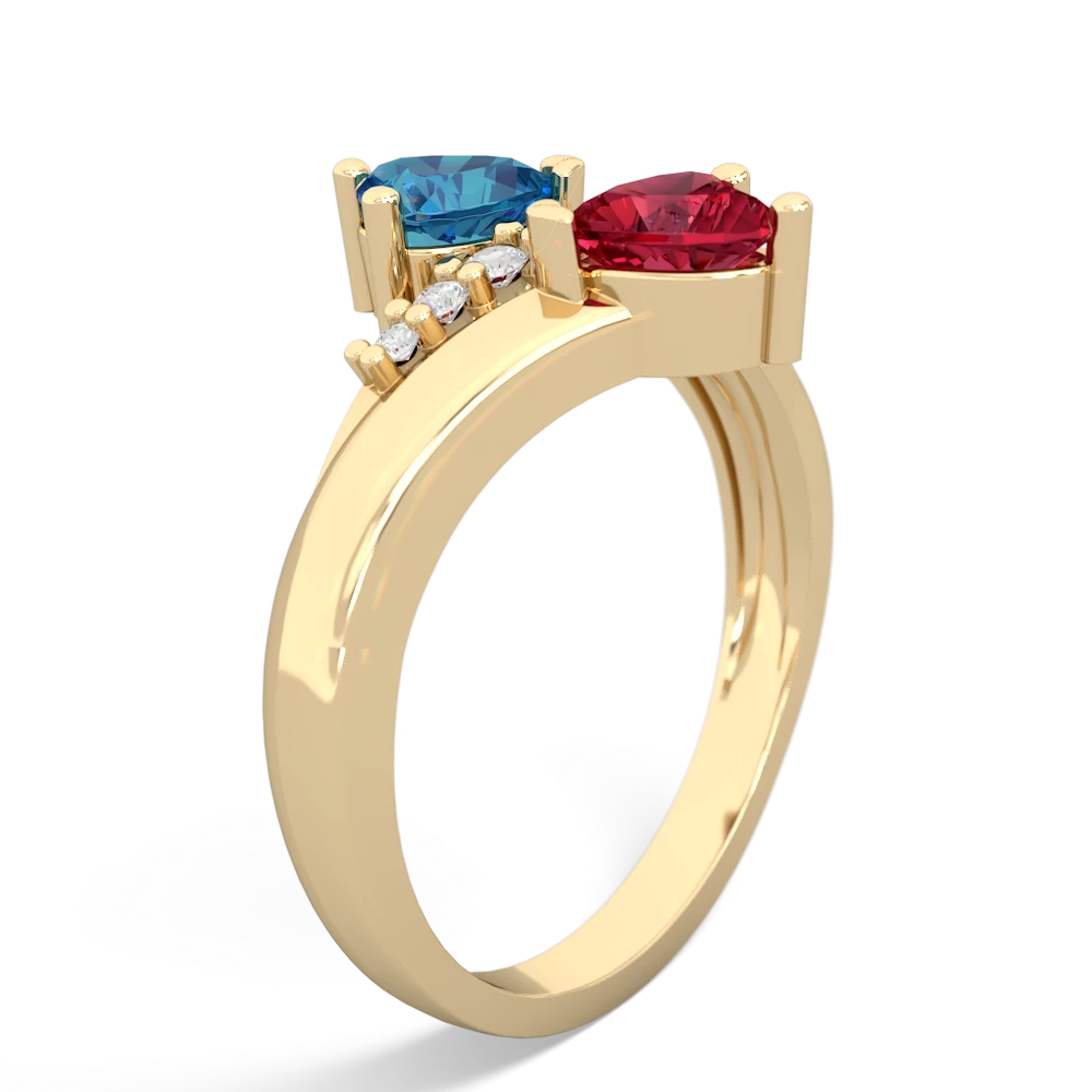 London Topaz Heart To Heart 14K Yellow Gold ring R2064