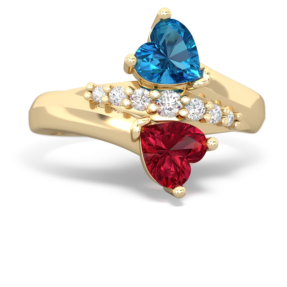 London Topaz Heart To Heart 14K Yellow Gold ring R2064