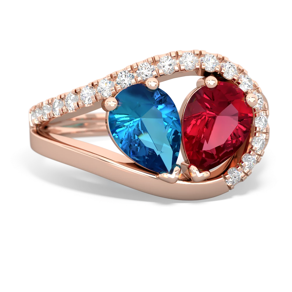 London Topaz Nestled Heart Keepsake 14K Rose Gold ring R5650