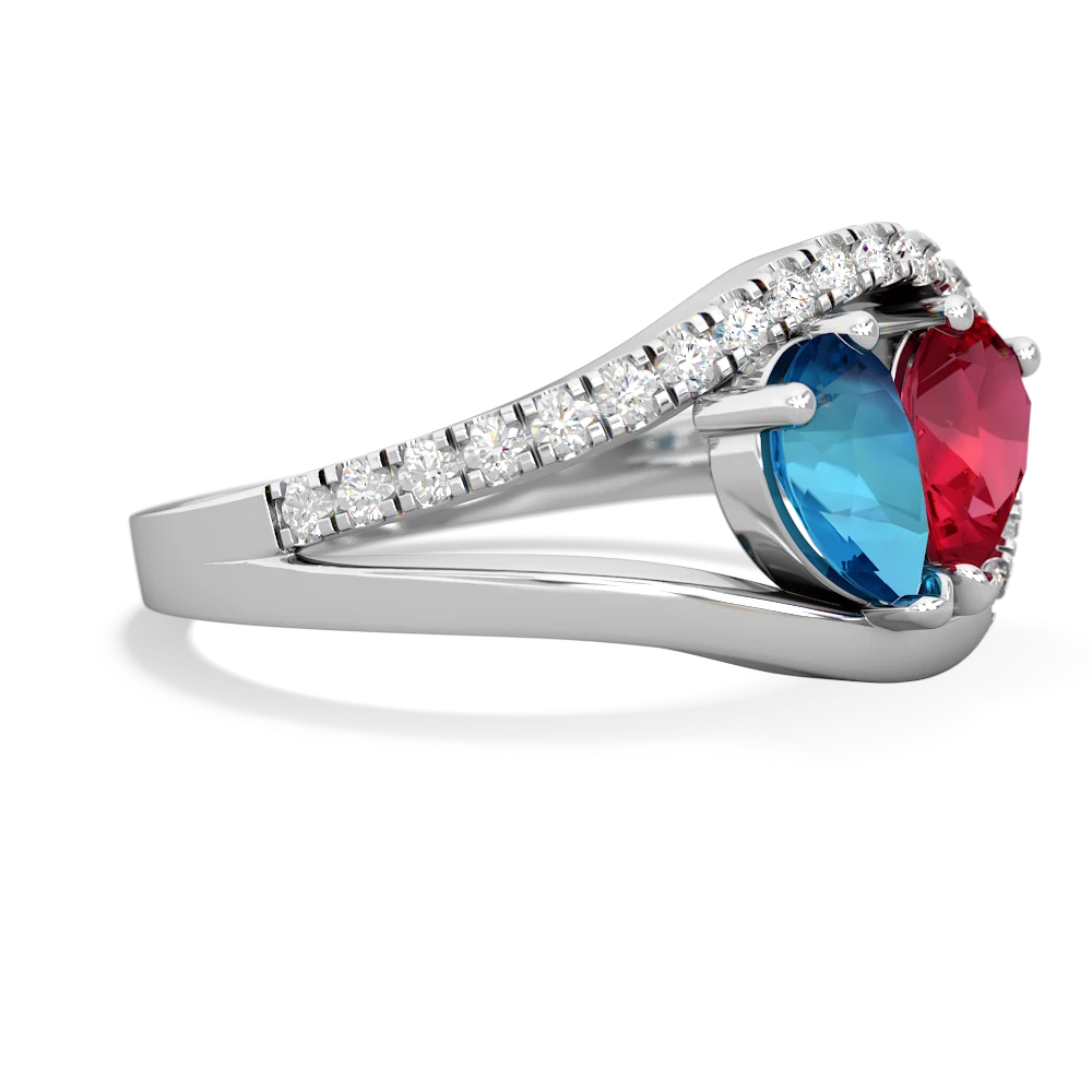 London Topaz Nestled Heart Keepsake 14K White Gold ring R5650