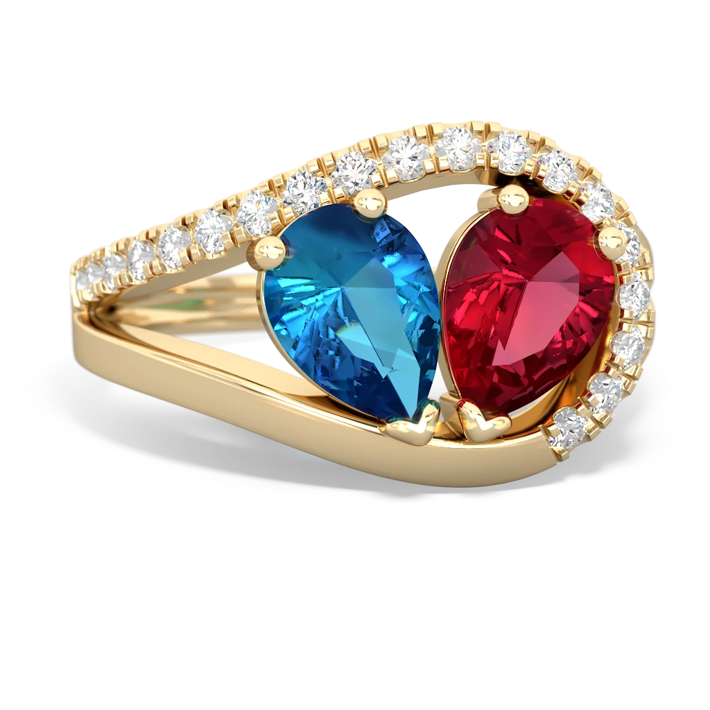 London Topaz Nestled Heart Keepsake 14K Yellow Gold ring R5650