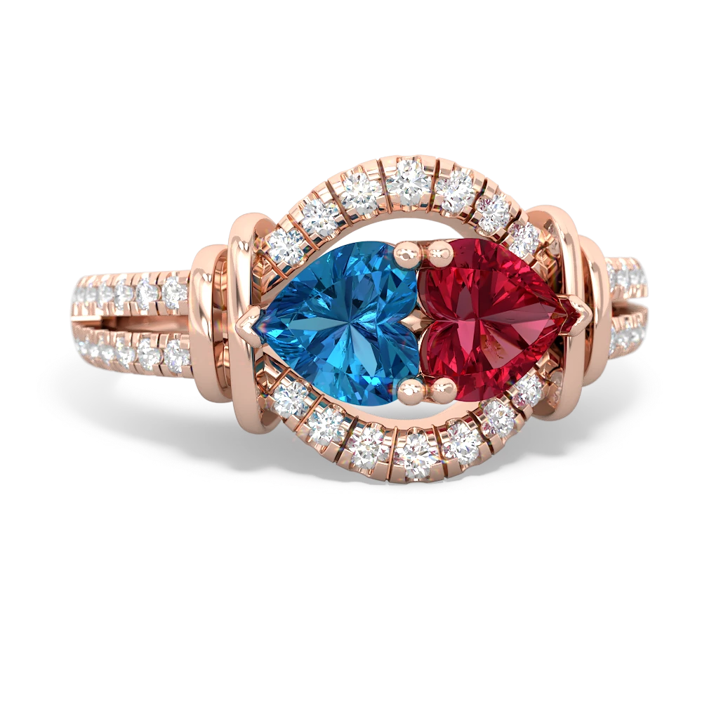 London Topaz Art-Deco Keepsake 14K Rose Gold ring R5630