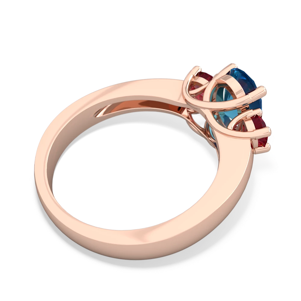 London Topaz Three Stone Oval Trellis 14K Rose Gold ring R4024