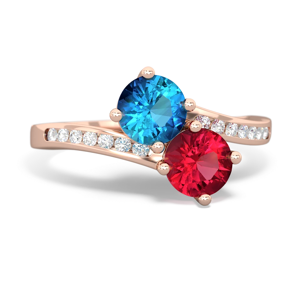 London Topaz Channel Set Two Stone 14K Rose Gold ring R5303