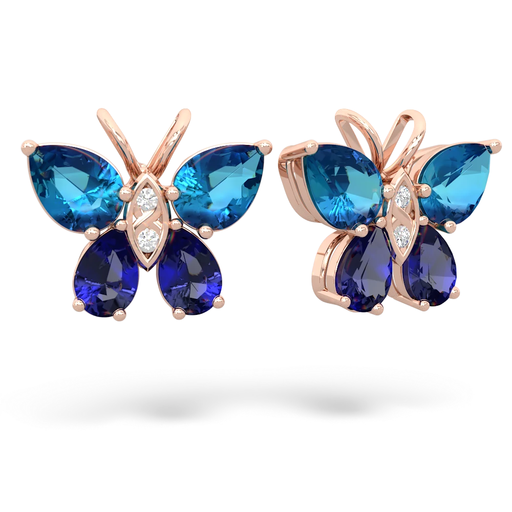 London Topaz Butterfly 14K Rose Gold earrings E2215