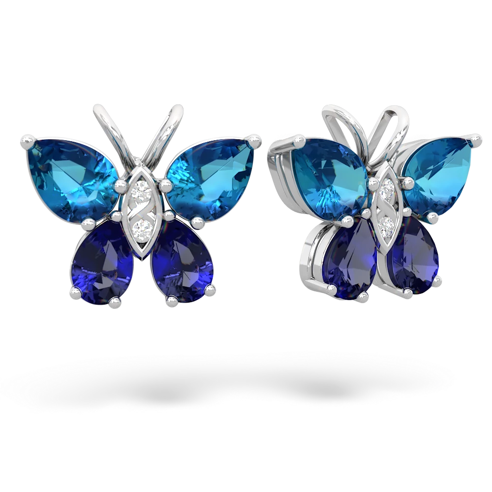 London Topaz Butterfly 14K White Gold earrings E2215