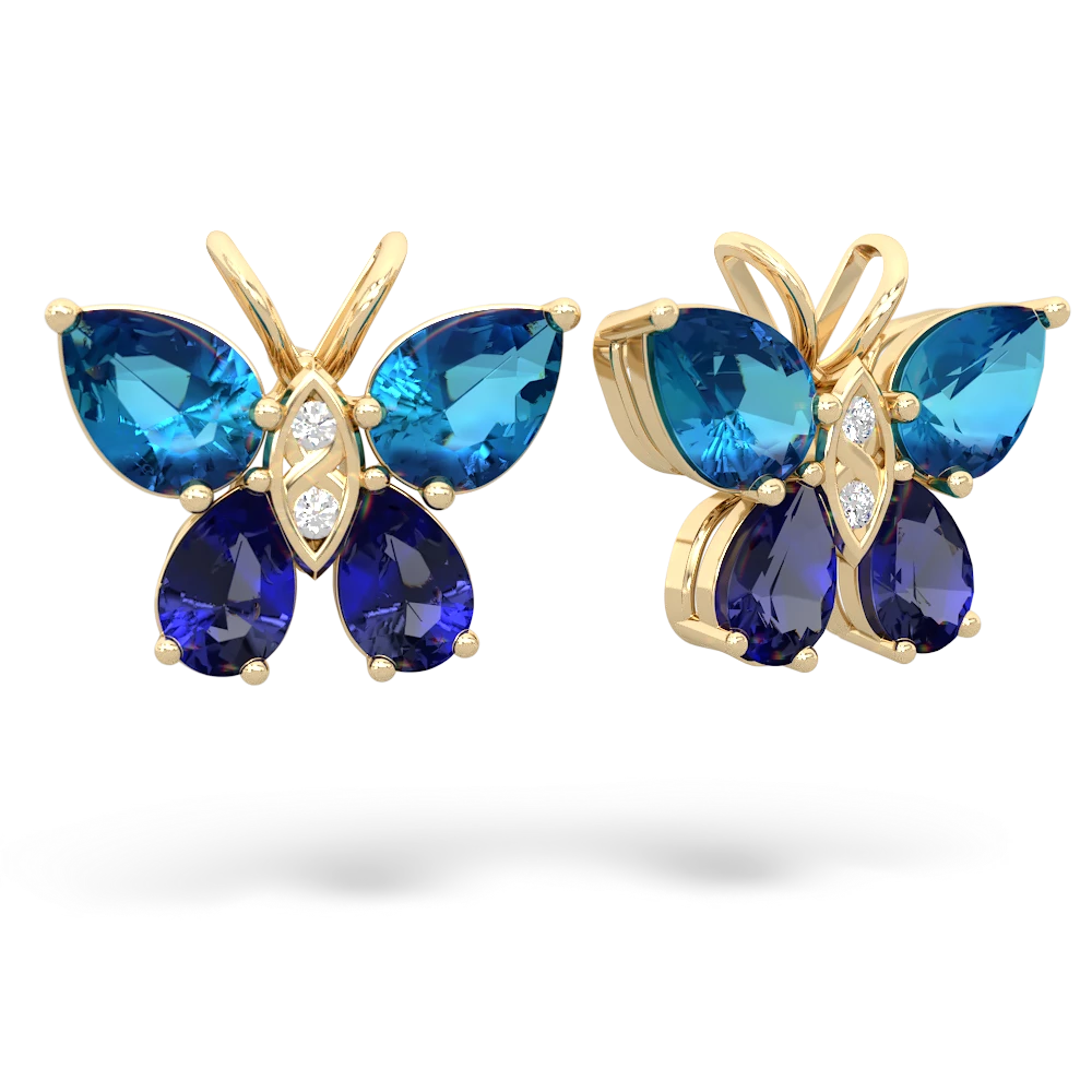 London Topaz Butterfly 14K Yellow Gold earrings E2215