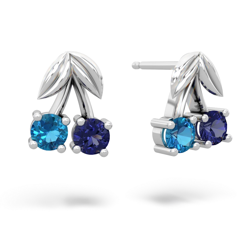 London Topaz Sweet Cherries 14K White Gold earrings E7001