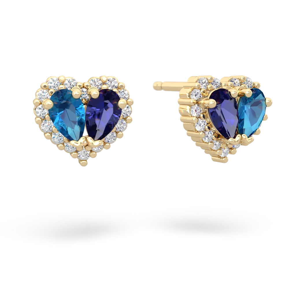 London Topaz Halo 14K Yellow Gold earrings E7008