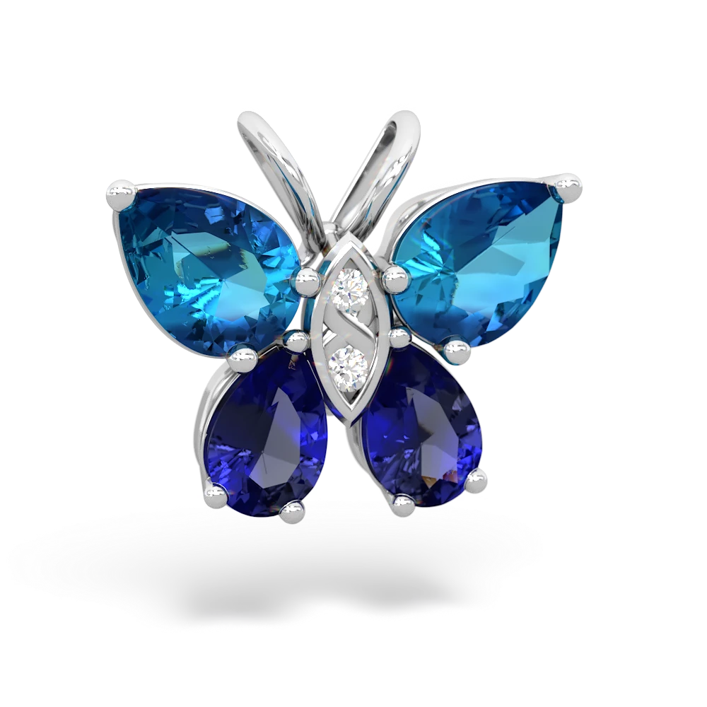 London Topaz Butterfly 14K White Gold pendant P2215