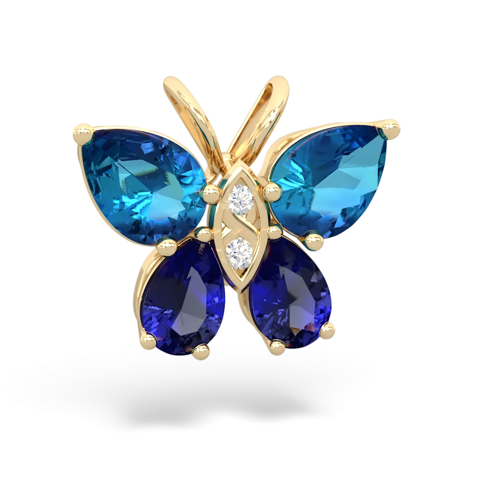 London Topaz Butterfly 14K Yellow Gold pendant P2215