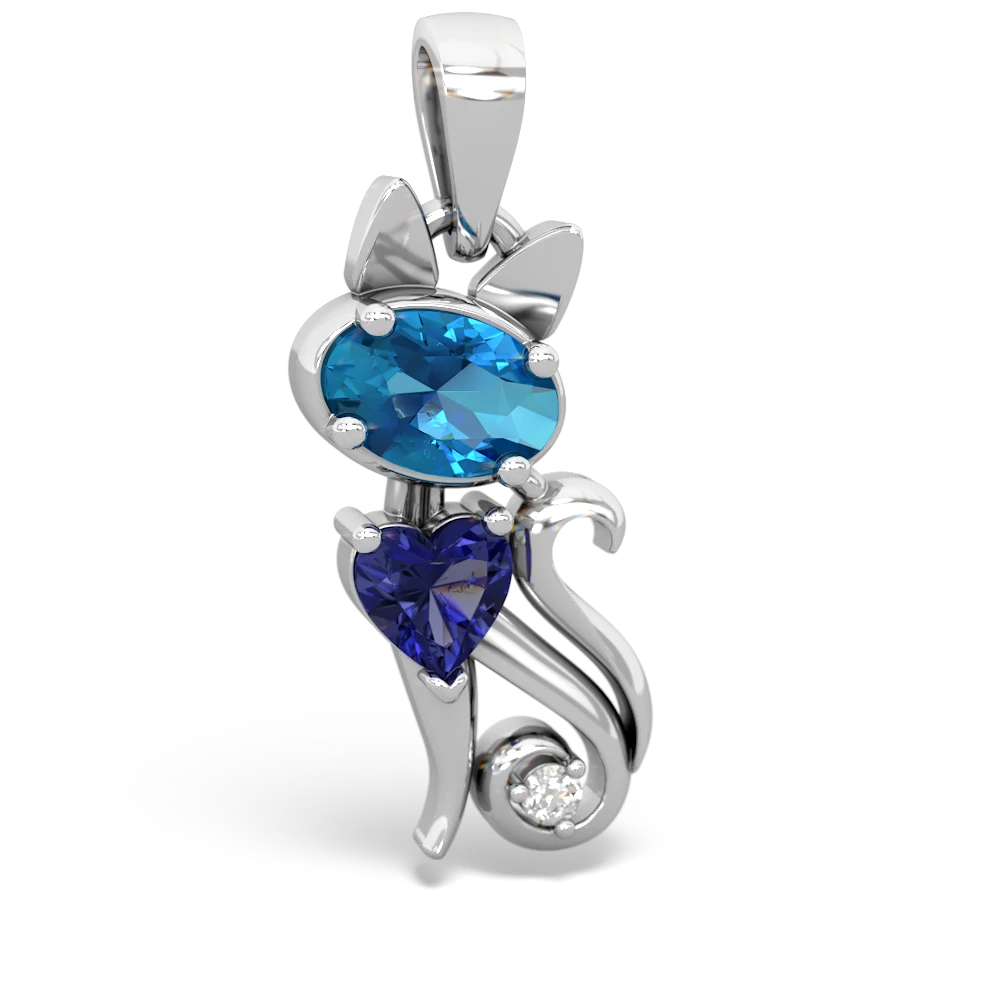 London Topaz Kitten 14K White Gold pendant P5780