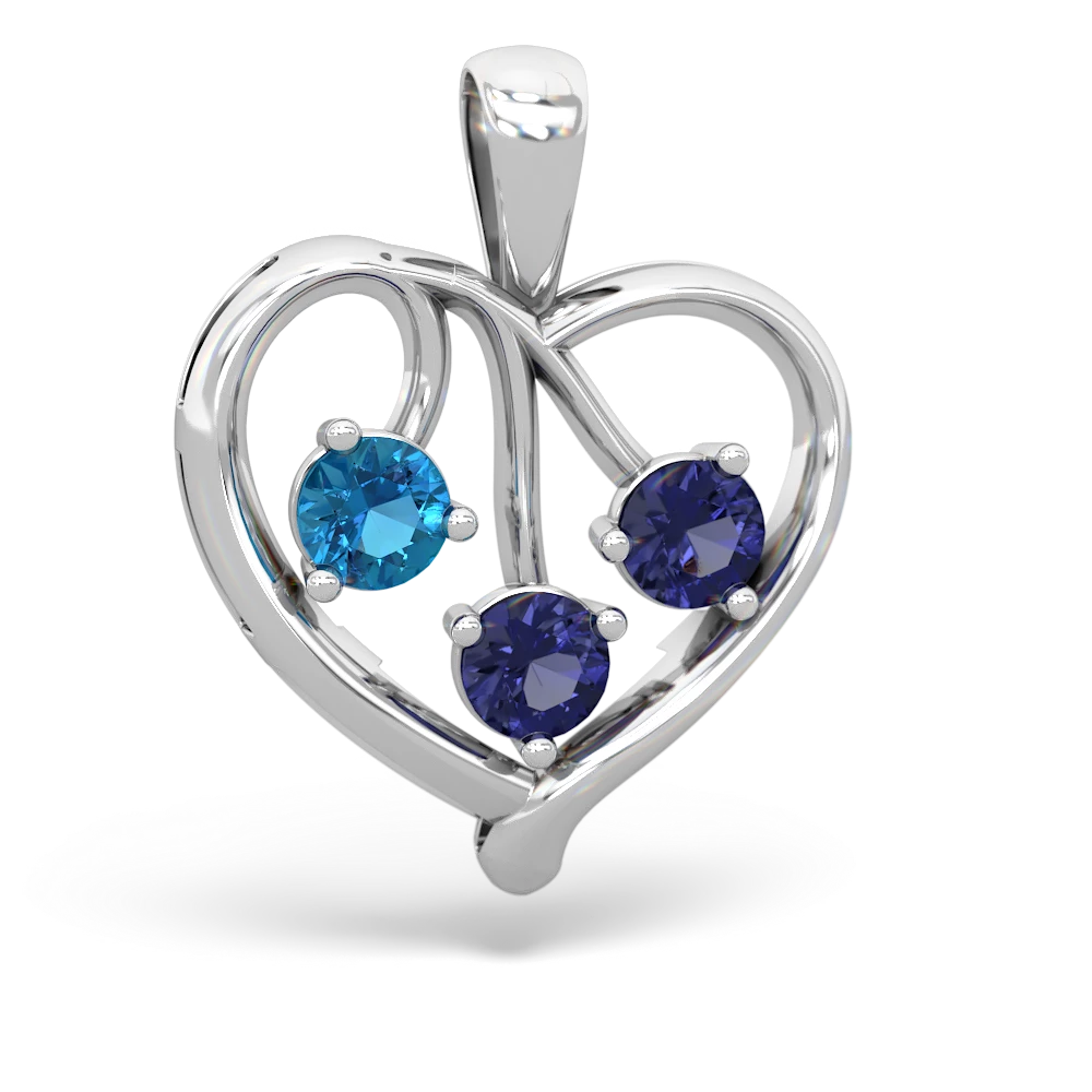 London Topaz Glowing Heart 14K White Gold pendant P2233