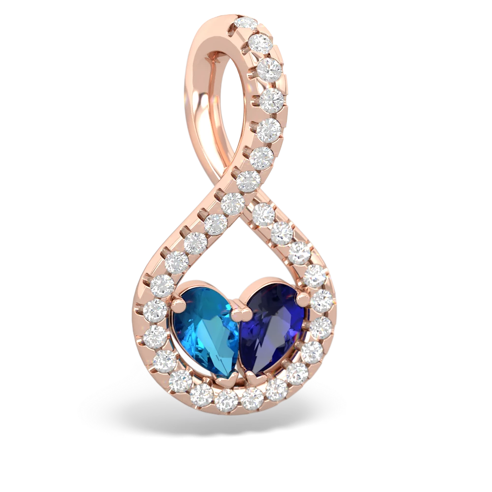 London Topaz Pave Twist 'One Heart' 14K Rose Gold pendant P5360